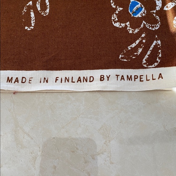 Finland Tampella Vintage Fabric 60X 58” Brown/Blue Floral - Picture 3 of 3